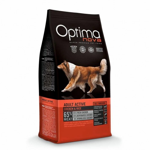 Отлична храна за кучета с висока физическа активност - Optima Nova Dog Adult Active Chicken & Rice - 12 кг