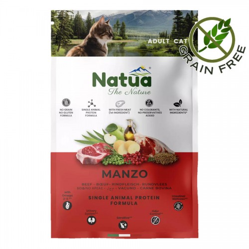 Суха храна за котки с говеждо - Natua Dry Line Cat Beef 