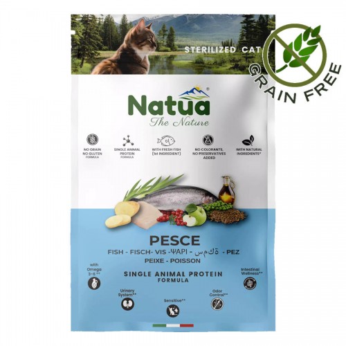Суха храна за кастрирани котки с пъстърва - Natua Dry Line Sterilized Cat Fish