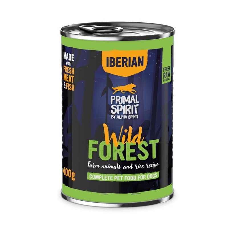 Primal Spirit Wild Forest Dog Adult - консерва за кучета със свинско и пуешко (400 гр)