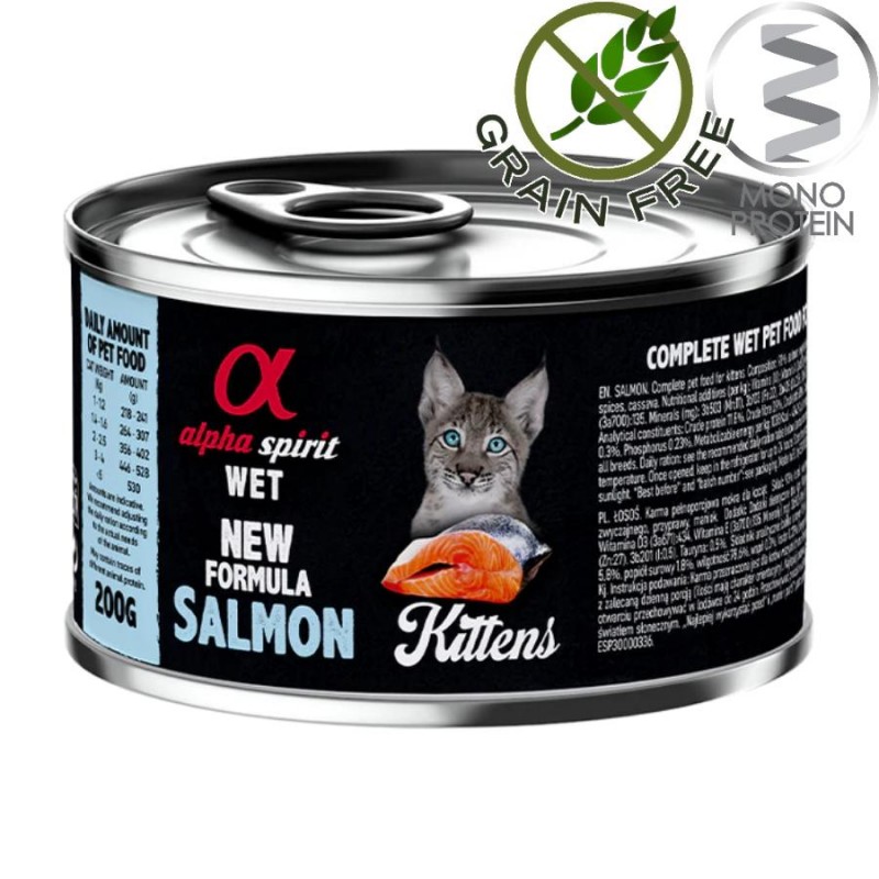 Alpha Spirit Complete Kitten Wet Salmon - монопротеин пастет със сьомга за котенца (3х200гр + 1х200гр безпл.)