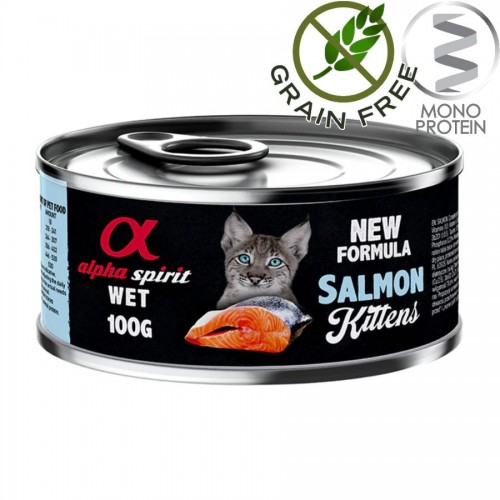 Alpha Spirit Complete Kitten Wet Salmon - пастет със сьомга за котенца (3х100гр + 1х100гр безпл.)
