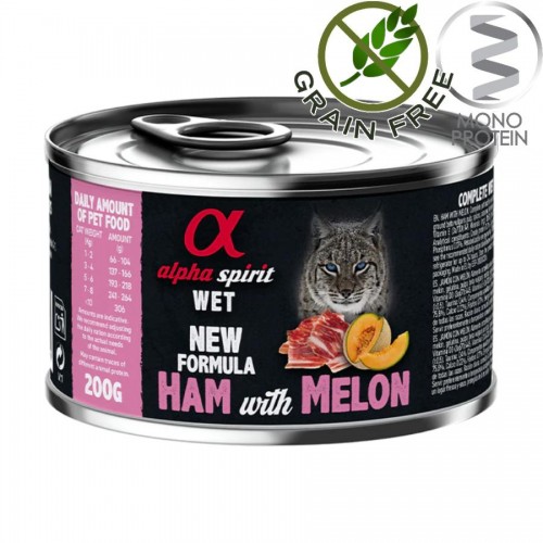 Alpha Spirit Complete Cat Wet Ham with Apple - монопротеин пастет с шунка и пъпеш за котки (200 гр)