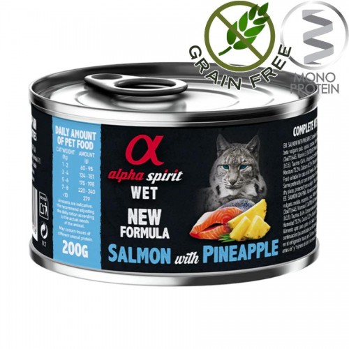Alpha Spirit Complete Cat Wet Salmon with Pineapple - монопротеин пастет със сьомга и ананас за котки (200 гр)