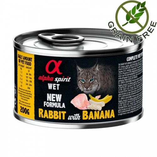Alpha Spirit Complete Cat Wet Rabbit with Banana - пастет със заешко и банан за котки (200 гр)