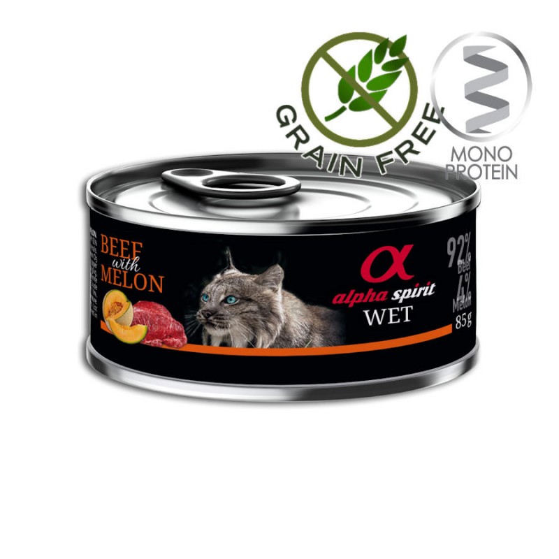 Alpha Spirit Complete Cat Wet Beef with Melon - монопротеин пастет с говеждо и пъпеш за котки (100 гр)