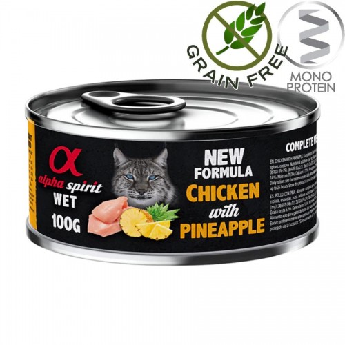 Alpha Spirit Complete Cat Wet Chicken with Pineapple - монопротеин пастет с пилешко и ананас за котки (100 гр)