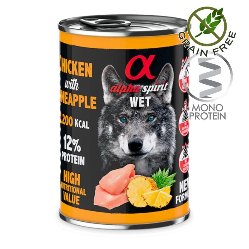 Alpha Spirit Complete Dog Wet Chicken with Pineapple - монопротеин пастет с пилешко и ананас за кучета (400 гр)