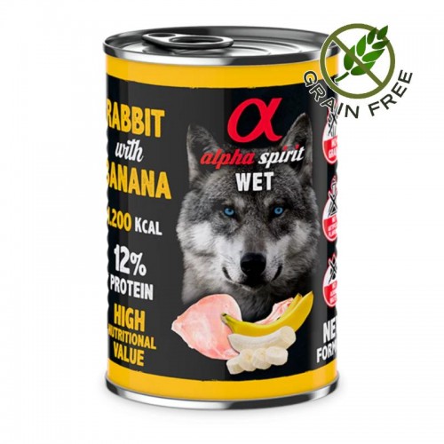 Alpha Spirit Complete Dog Wet Rabbit with Banana - пастет със заек и банан за кучета (400 гр)