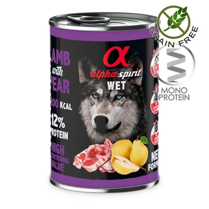 Alpha Spirit Complete Dog Wet Lamb with Pear - монопротеин пастет с агнешко и круши за кучета (400 гр)