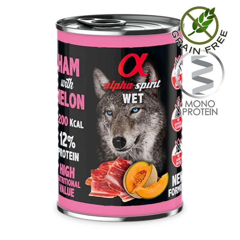 Alpha Spirit Complete Dog Wet Ham with Melon - монопротеин пастет с Шунка и пъпеш за кучета (400 гр)