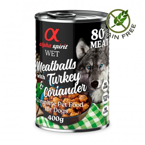 Alpha Spirit Dog Wed Meatballs Turkey & Coriander - кюфтенца с пуешко и кориандър за кучета (400 гр)