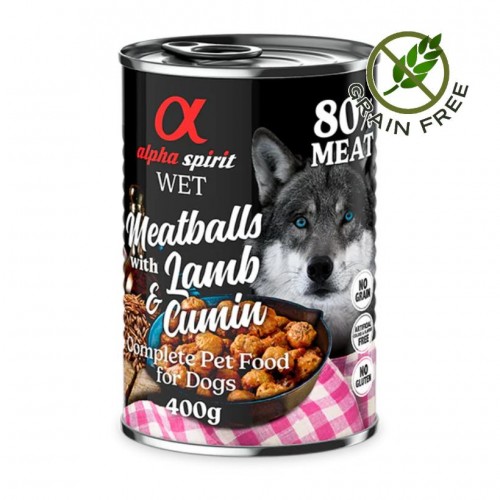 Alpha Spirit Dog Wed Meatballs Lamb & Cumin - кюфтенца с агнешко и кимион за кучета (4х400гр на цената на 3)