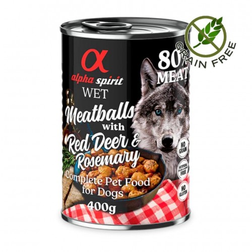 Alpha Spirit Dog Wed Meatballs Red Deer & Rosemary - кюфтенца с елен и розмарин за кучета (400 гр)