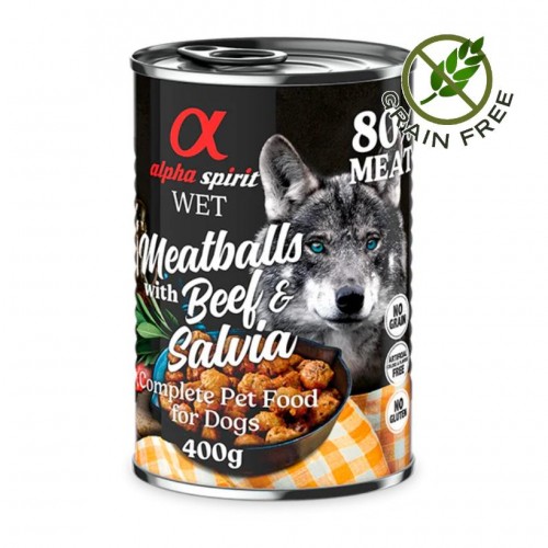 Alpha Spirit Dog Wed Meatballs Beef & Salvia - кюфтенца с говеждо и салвия за кучета (4х400гр на цената на 3)