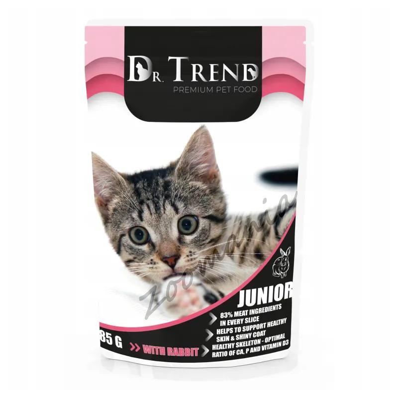 Dr. Trend Pouch Cat Junior with Rabbit - евтин пауч за котенца със заешко (12 х 85 гр)