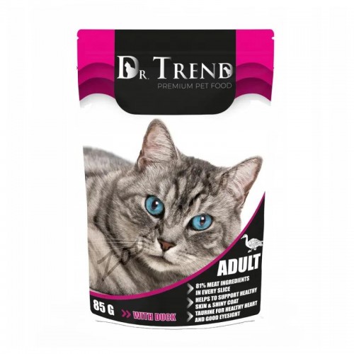 Dr. Trend Pouch Cat Adult with Duck - евтин пауч за котки с патешко (12 х 85 гр)