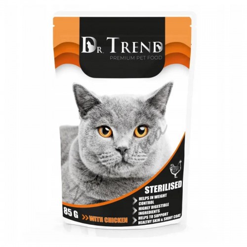 Dr. Trend Pouch Sterilized Cat with Chicken - пауч за кастрирани котки с пилешко (12 х 85 гр)
