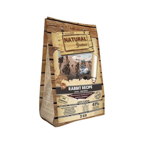 Natural Greatness "Rabbit Recipe Sterilized & Senior Dog Mini" - храна за кастрирани кучета от малки породи
