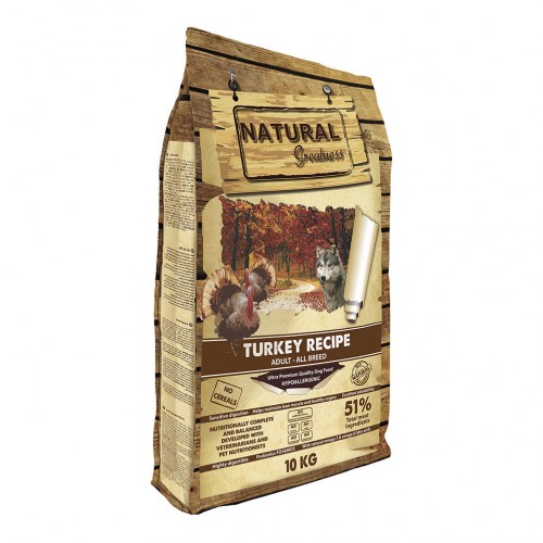 Natural Greatness "Turkey Recipe Dog All Breeds" (10 кг) - хипоалергенна храна за кучета от всички породи