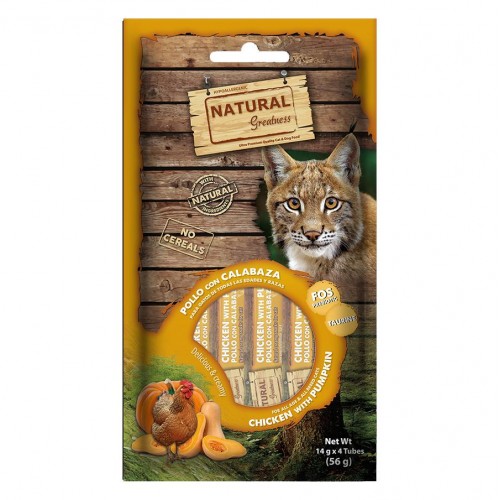 Natural Greatness Cat Snack Chicken with Pumpkin - хипоалергенно лакомство за котки с пилешко и тиква (4 х 14 гр)