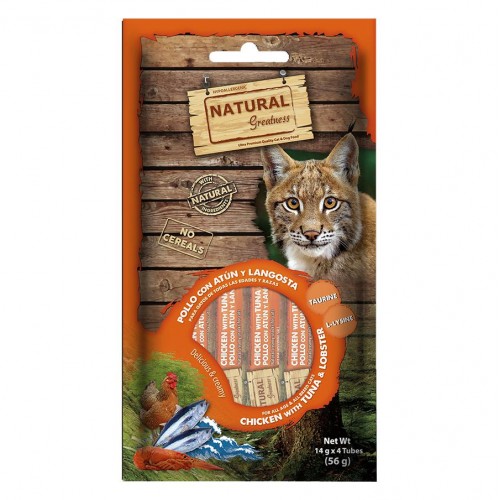 Natural Greatness Cat Snack Chicken with Tuna & Lobster - хипоалергенно лакомство за котки с пилешко, туна и омари (4 х 14 гр)