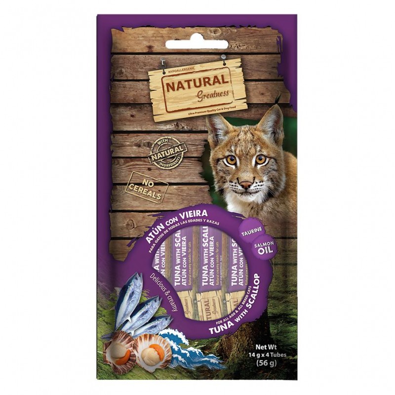 Natural Greatness Cat Snack Tuna with Scallop - хипоалергенно лакомство за котки с риба тон и миди (4 х 14 гр)