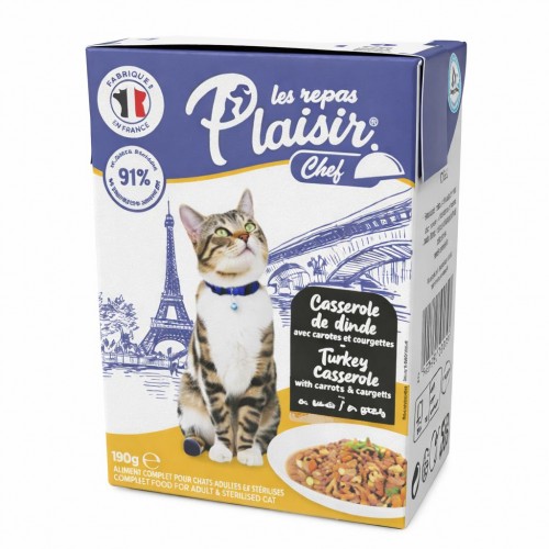 Plaisir Chef Cat - Пуешко задушено със зеленчуци за котки (190 гр)