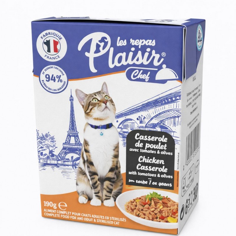 Plaisir Chef Cat - Пуешко задушено със зеленчуци за котки (8 бр. х 190 гр)