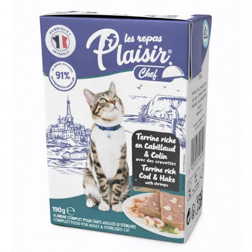 Plaisir Chef Cat - Терин с риба и скариди за котки (190 гр)