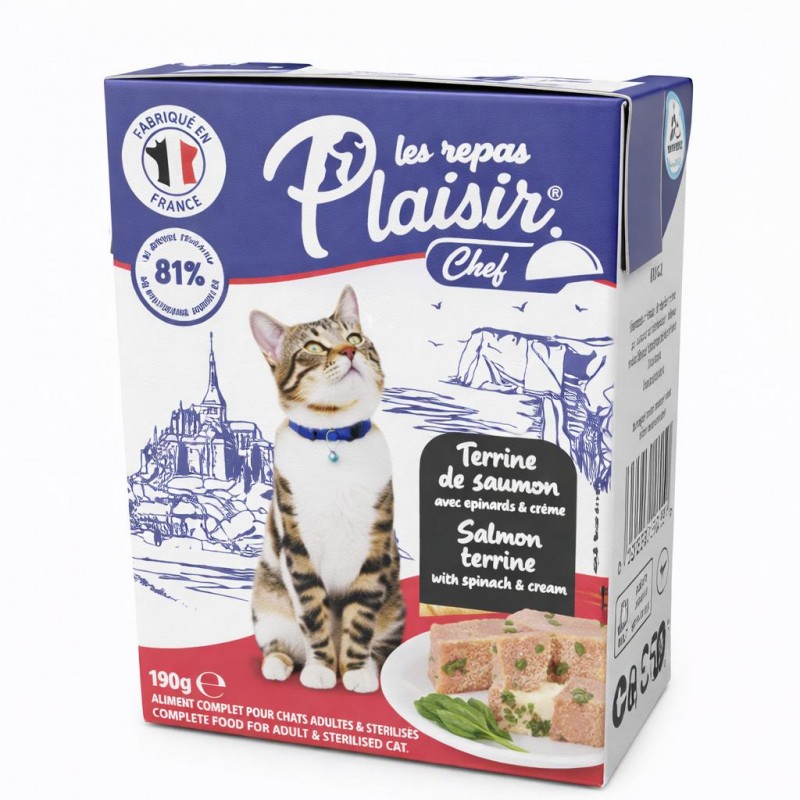 Plaisir Chef Cat - Терин със сьмога, спанак и сметана за котки (190 гр)