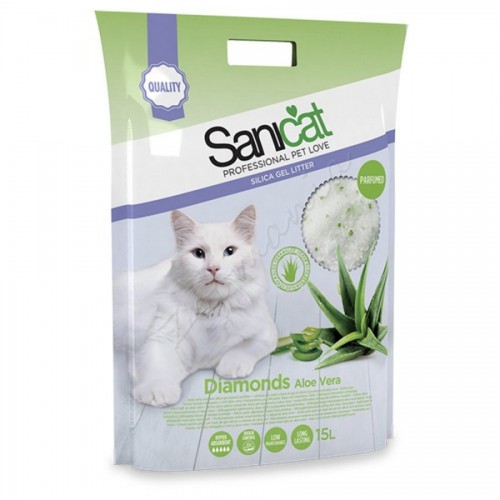 Пясък за котешка тоалетна - Sanicat Diamonds Aloe Vera – 5 л.
