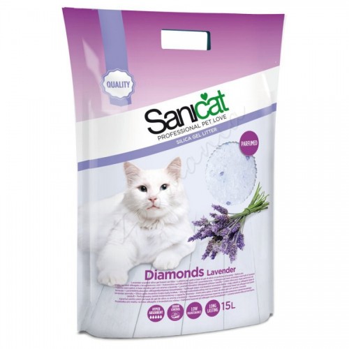 Абсорбент за котешка тоалетна - Sanicat Diamonds Lavender – 15 л.